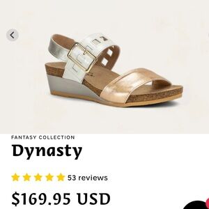 Naot Dynasty Wedge Sandals Rose Gold and White